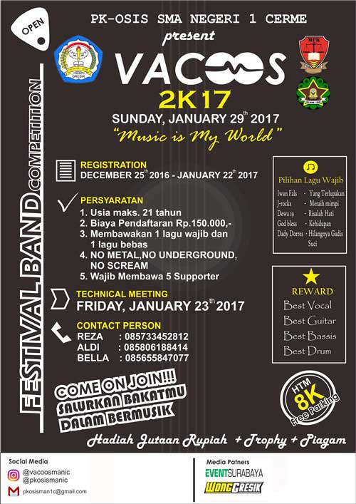 Festival Band Competition of SMANIC 2017 di SMAN 1 Gresik Festival Band Competition of SMANIC 2017 di SMAN 1 Gresik 2