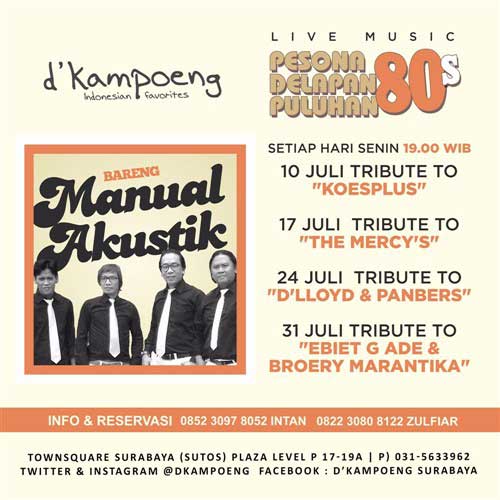 Nikmati Lagu Lawas Koes Plus di Live Music Pesona Delapan Puluhan Live Music Pesona Delapan Puluhan