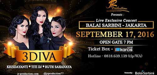 Konser 3 Diva Hadir di Balai Sarbini Jakarta Konser 3 Diva Hadir di Balai Sarbini Jakarta 1